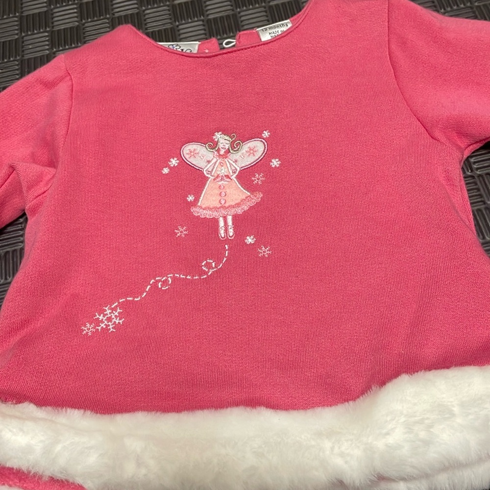 N kids pink fairy and snowflakes design sweatshirt size 12 months.
